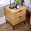 Crevan 2 Drawer Industrial Bedside Table Unit - Natural