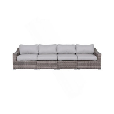 Ensemble de conversation modulaire en rotin 4 pièces avec coussins entièrement assemblé