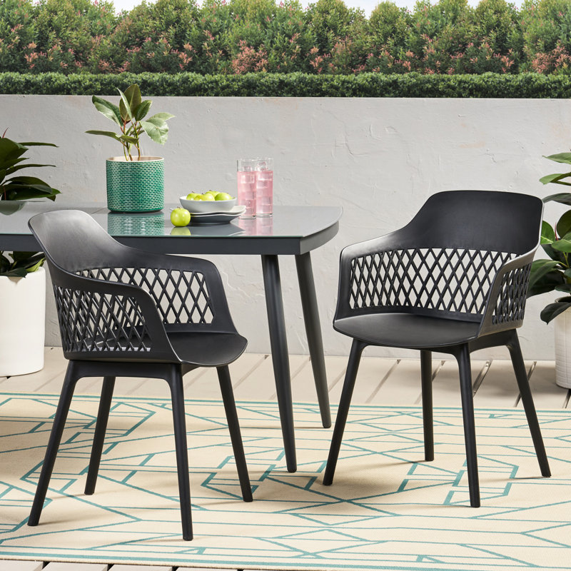 Outdoor Chair - Azalea, Weather Resistance, Material, Black Polypropylene, 23.48In Depth, 21.16In Width, 32.4In Height, 12.42Lb Weight Azalea , Strong Frame, Stylish Design, 23In 21.5In 33In