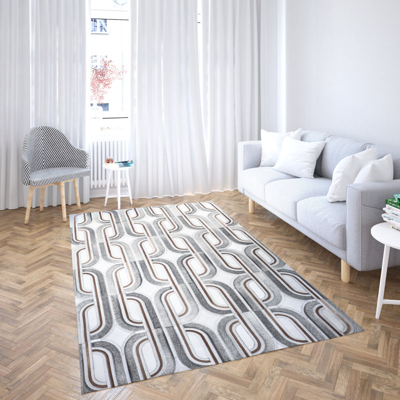 Swynford Cowhide Geometric Indoor Rug, Rectangle 9' x 12'