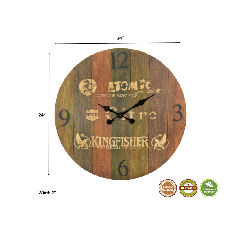 Jaydynn Solid Wood Wall Clock