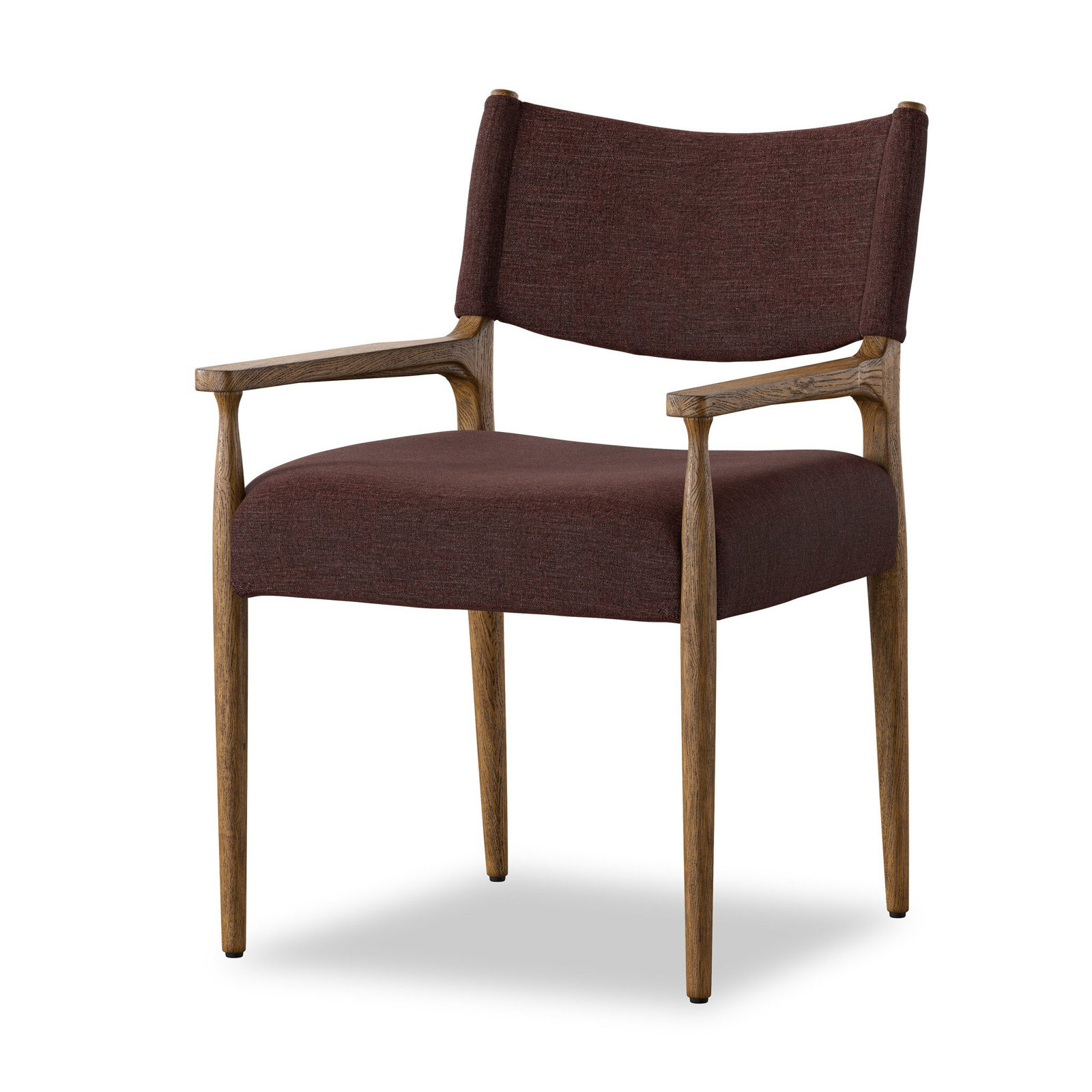 Tara Linen Oak Dining Armchair, Toasted Oak, Laughlin Plum