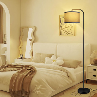 Dimmable Floor Lamp For Living Room,Arc Sofa Lamps With Remote Control,Stepless Dimmable & Colors Temperature,2700K-6500K,67 In,Tall Modern Standing Lamp For Bedroom Study Room Office,White