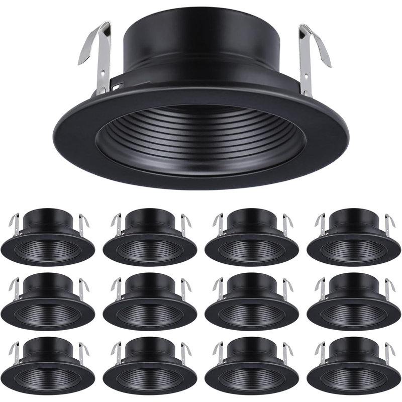 Collerette de déflecteur de luminaire encastré de 10 cm (4 po), garniture métallique complète pour luminaire encastré Halo et Juno Remodel, noire