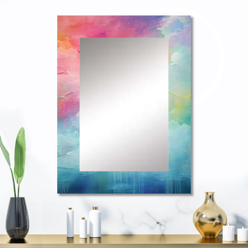 Watercolor Northern Lights III - Northern Lights Decorative Wall Mirror, Traditional Large Mirror, Printed Metal Art
