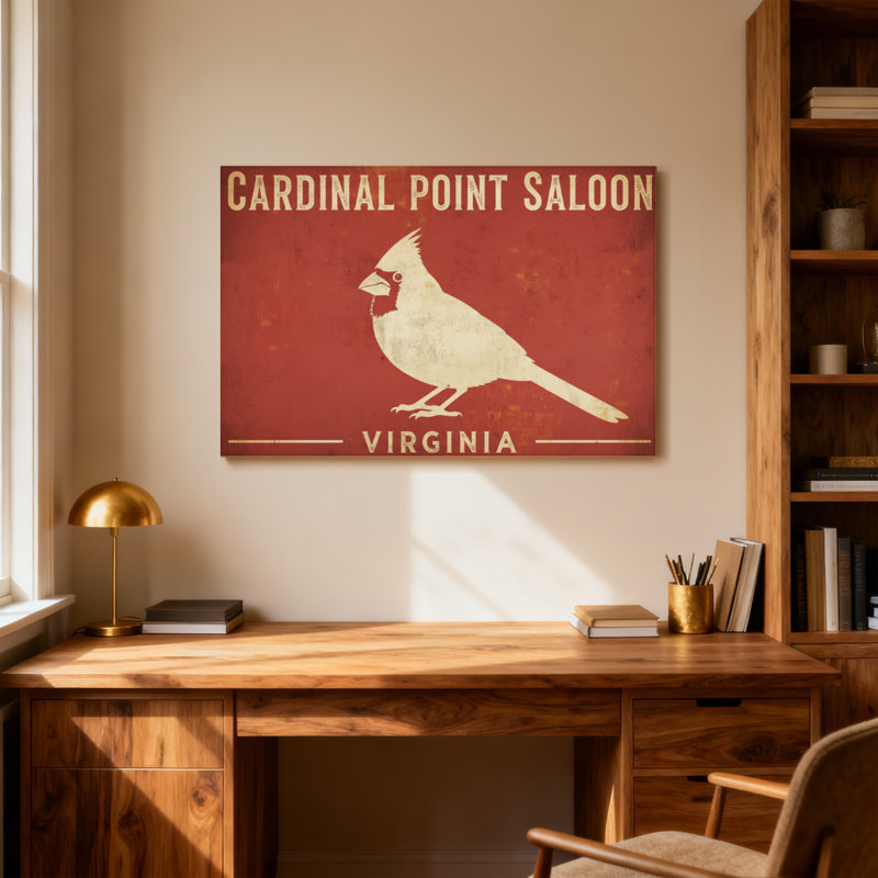 Animaux, Cardinal Point, Saloon, conception d'oiseaux de Virginie, H 24 po x l 36 po