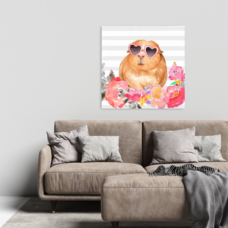 Cochon d'Inde avec lunettes sur toile | Adorable animal de compagnie pour la décoration intérieure