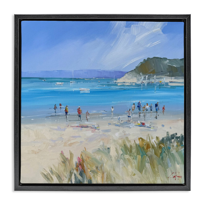 Cadre flottant Summer Sorrento Beachgoers, conception par Craig Trewin Penny, Cadre flottant noir de jais, H 18 po x l 18 po