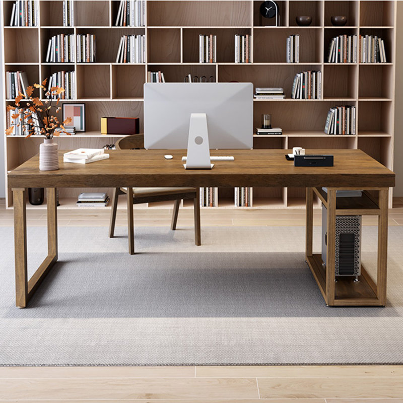 Walnut Rectangular Solid Wood Writing desk, 29.53" H x 62.99" W x 27.56" D