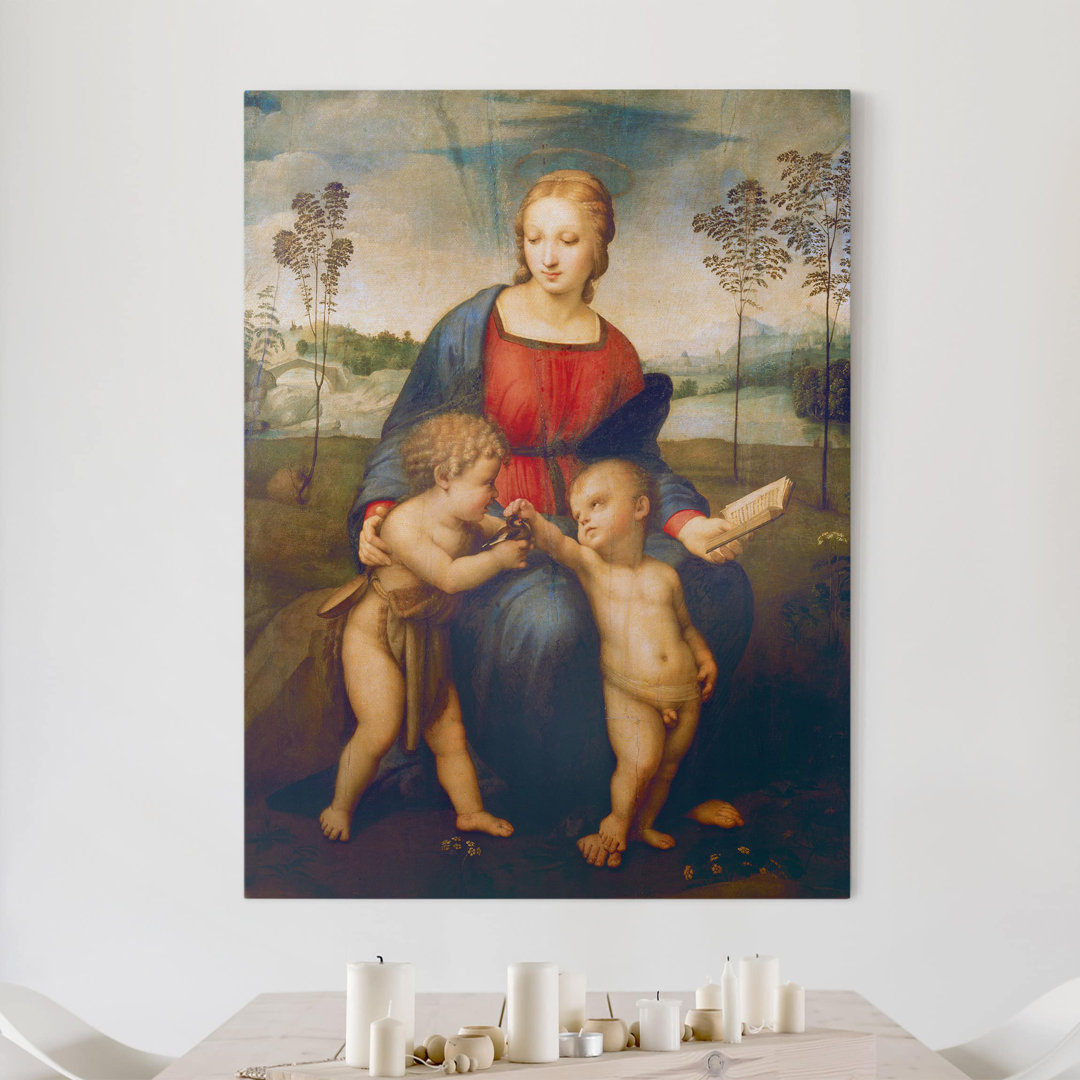 Leinwandbild Die Madonna Mit Dem Kind, Dem Johannesknaben Und Dem Distelfink von Raffael