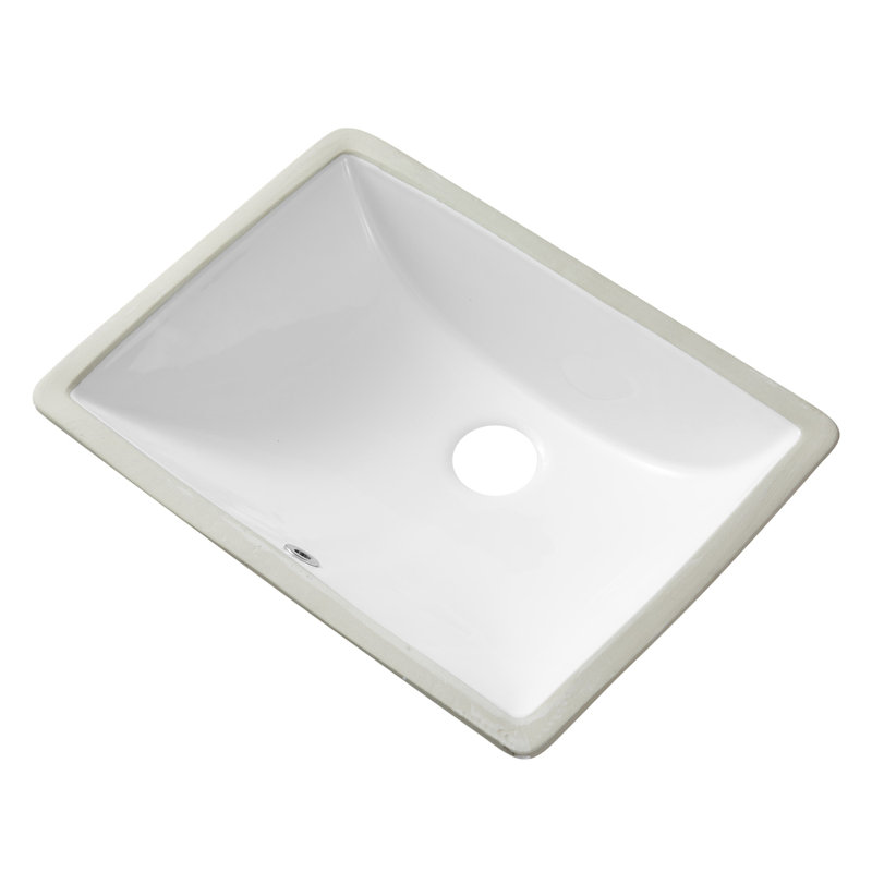Wetiny 15'' White Ceramic Rectangular Bathroom Sink with Overflow