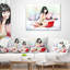Jolie femme avec ordinateur portable - Coussin décoratif à imprimé portrait
