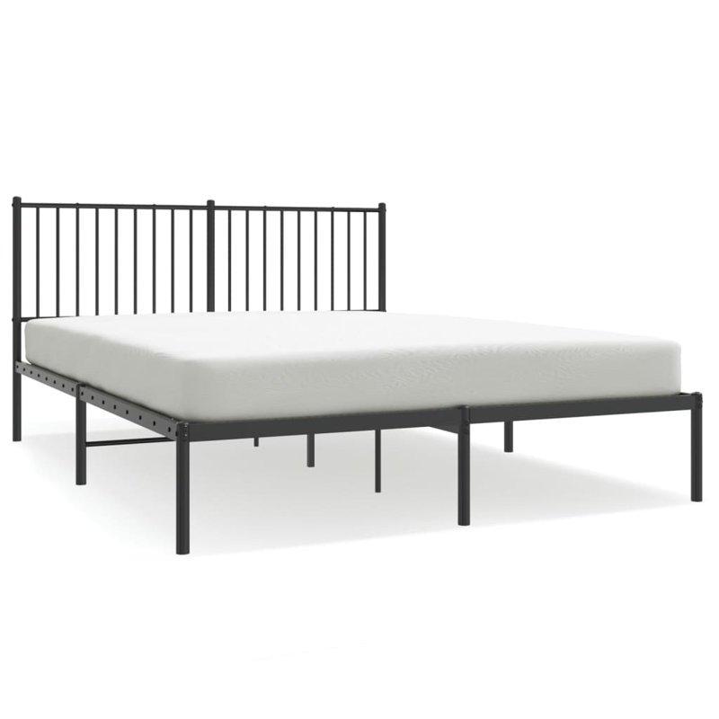 Metal Bed Frame, Heavy-Duty, No Mattress, Black, Queen