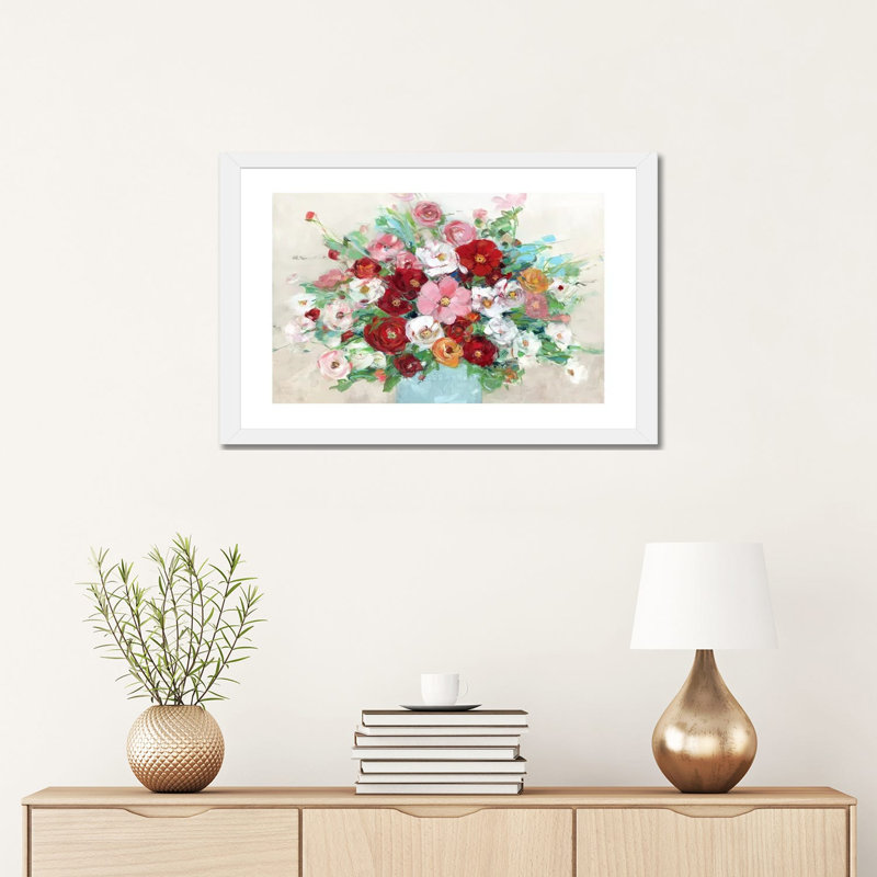«Confetti Flowers» par Sally Swatland - reproduction d'art, Blanc, H 16 po x l 24 po x P 1 po, Papier encadré blanc