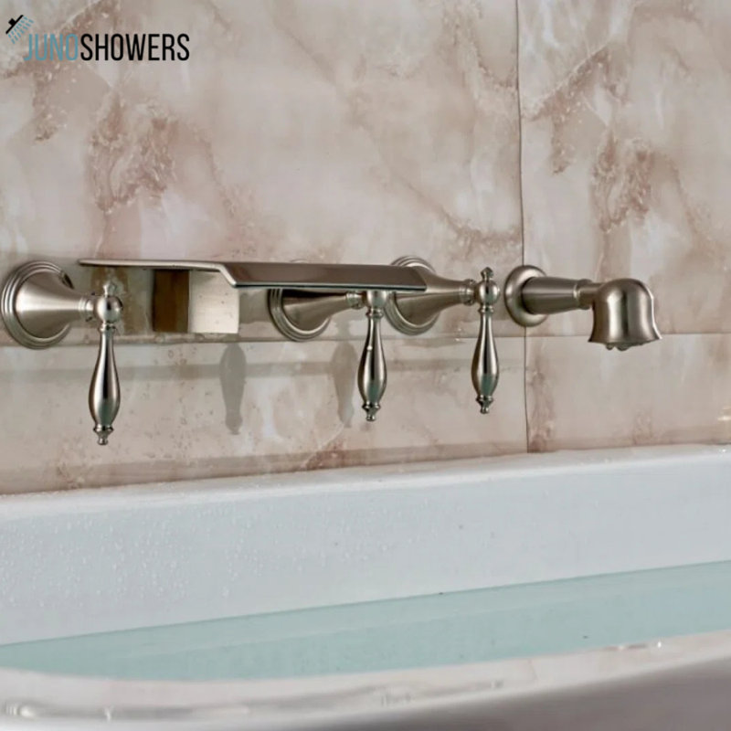 Robinet de baignoire brossé avec douche à main Juno