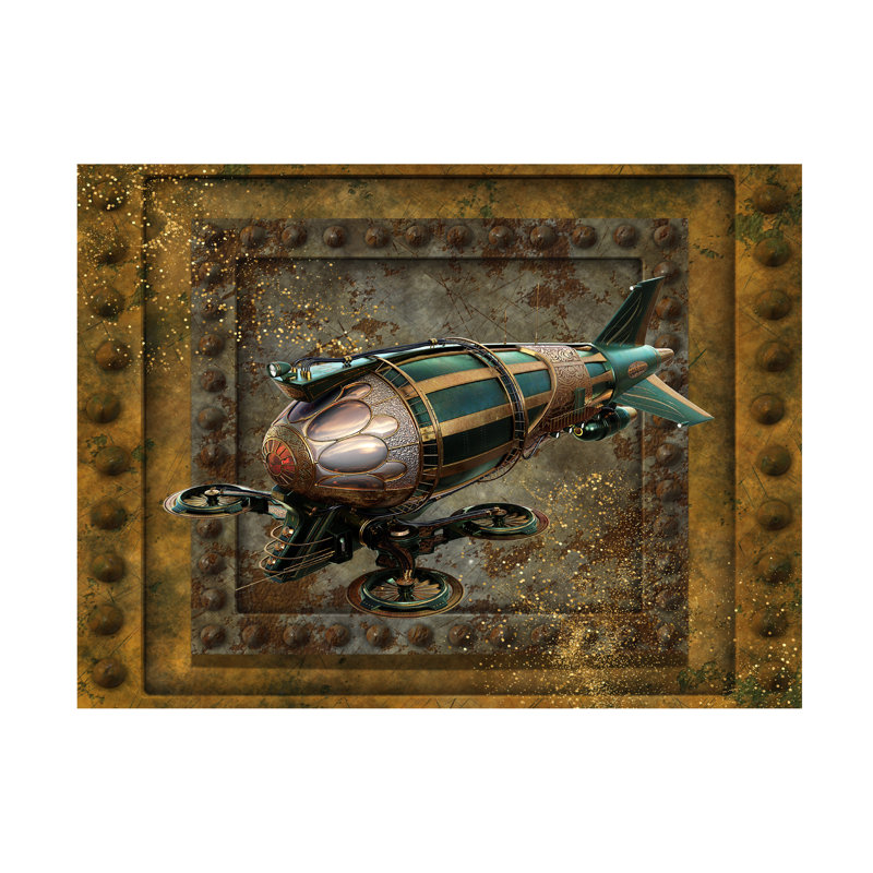 Art sur toile Krisie Tina Mitchell Steampunk Zeppelin Drone, H 24 po x l 24 po x P 2 po