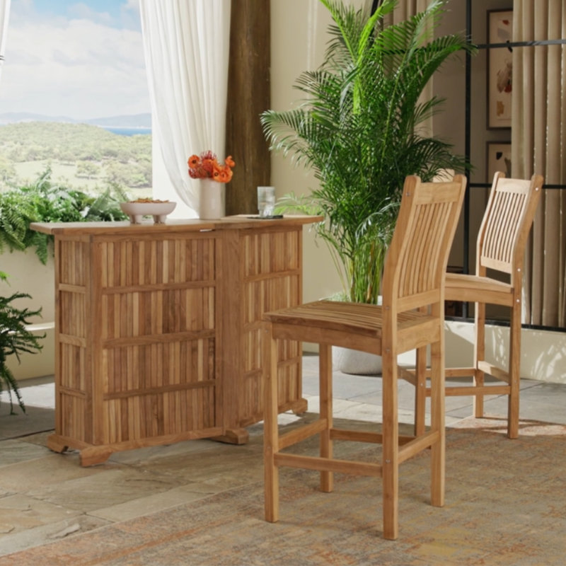 Velari Teak Outdoor Bar Set - 3 Pieces