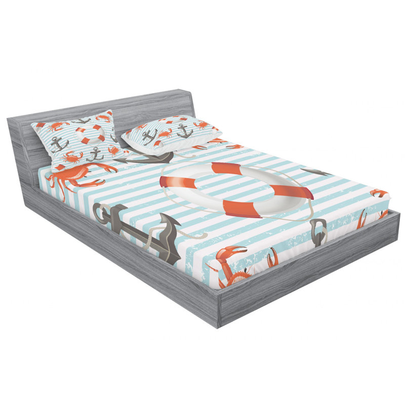 Microfiber Striped Sheet Set, Queen Sheet Set + Fitted Sheet + 2 Pillowcases