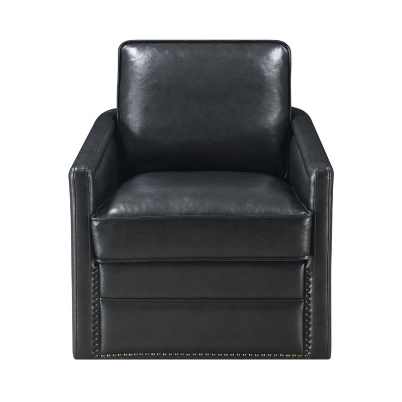 Fauteuil pivotant en cuir noir Rocha
