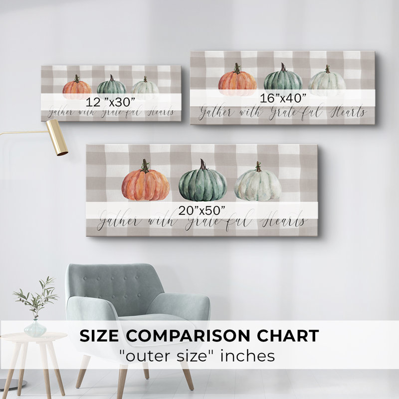 «Gather With Grateful Hearts» - Toile tendue avec châssis - Prêt à accrocher, H 12 po x l 30 po