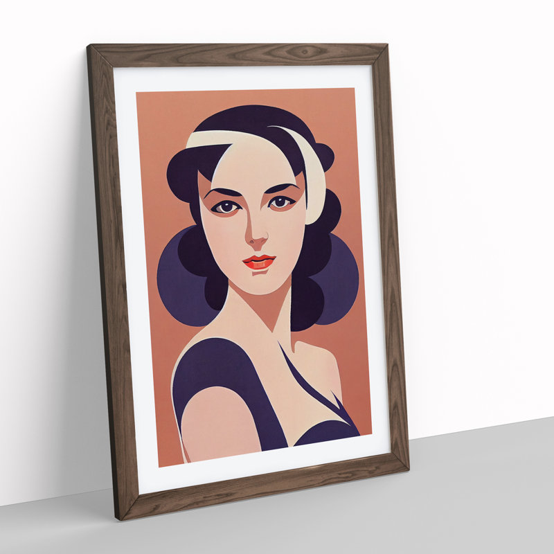 Classic Portrait Of A Woman No.3 - Single Picture Frame Print, 64cm H x 46cm W x 2cm D, Walnut