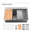 Évier de cuisine en acier inoxydable, lavabo simple sur mesure 33 po x 22 po, brossé, avec planche à découper, passoire, grille