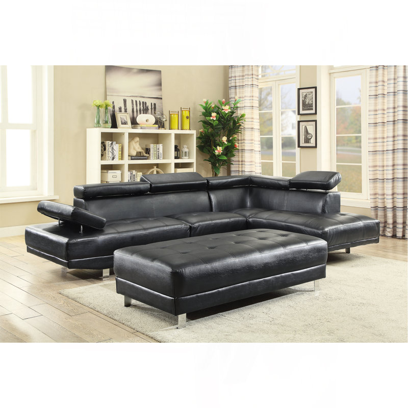 Canapé modulaire (sans repose-pieds), noir, Similicuir noir