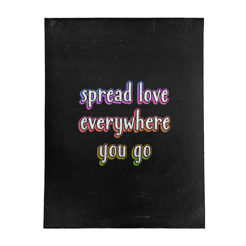 Tapis en polyester tableau noir style "spread love quot", Rectangle 9 pi x 12 pi