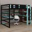 Lit mezzanine avec bureau, support de rangement latéral, tablettes multiples-929341875