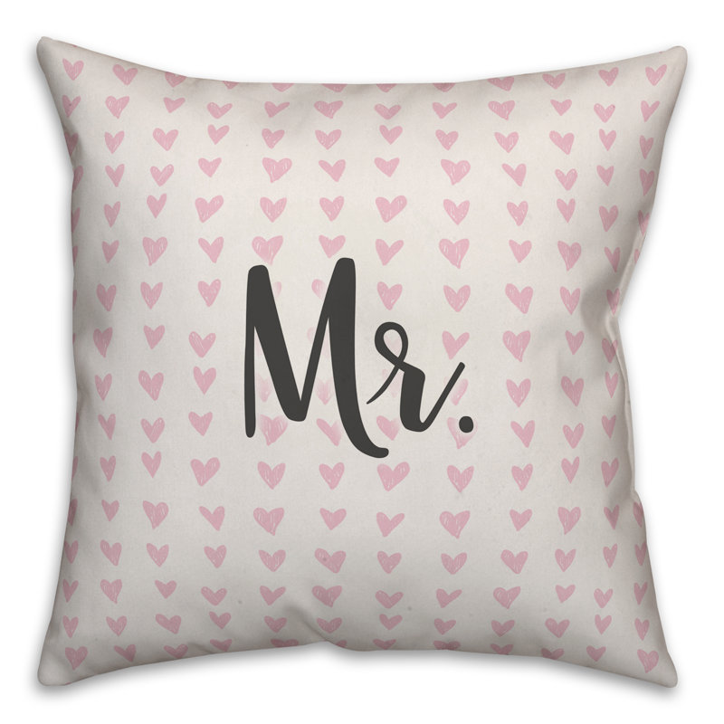  Mr. in Hearts Pattern Throw Pillow, Pillow Cover