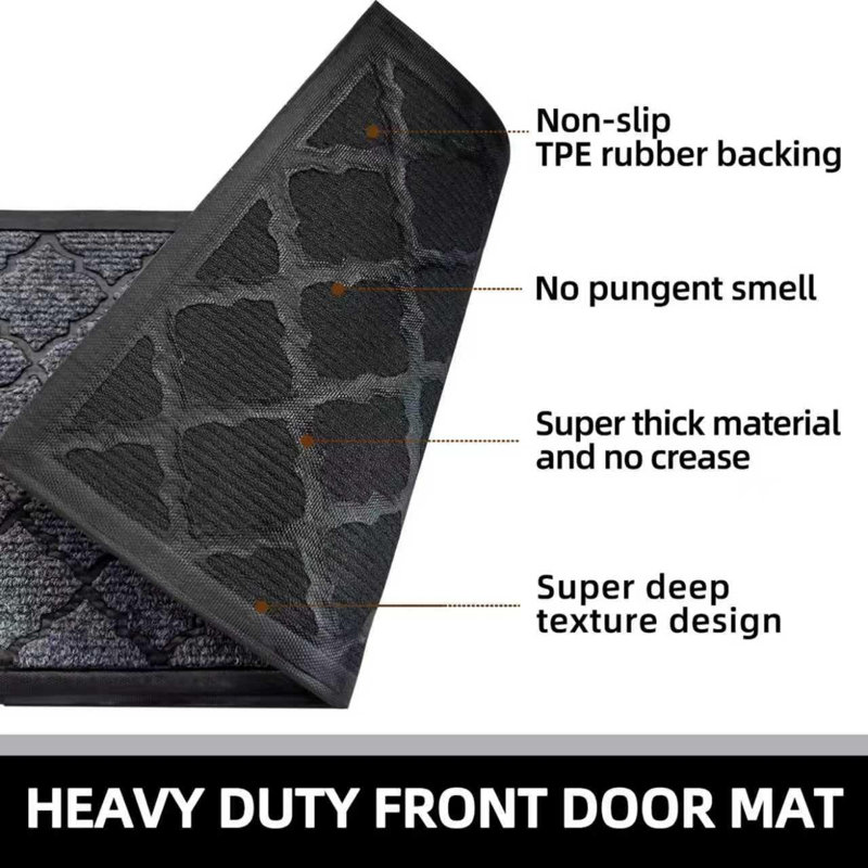 Non-Slip Geometric Shapes Doormat, Grey