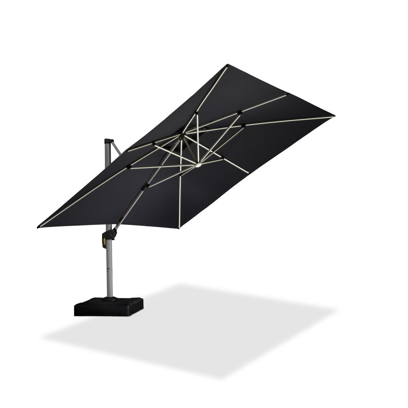 Sadi 3.7m Square Cantilever Parasol With Base, Gray