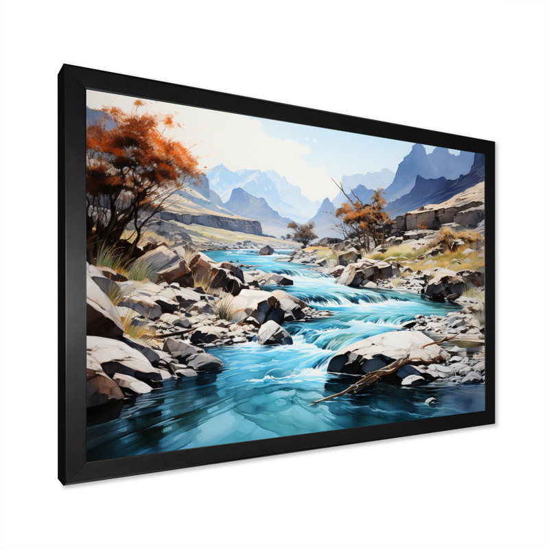 Berno Turquoise River Endless Journey II - impression, H 16 po x l 32 po x P 1 po, Cadre simple noir