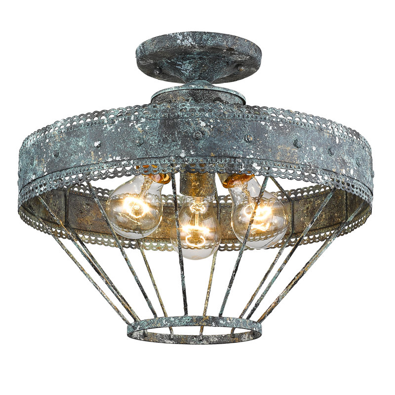Gaius Semi Flush Mount, Blue Verde Patina