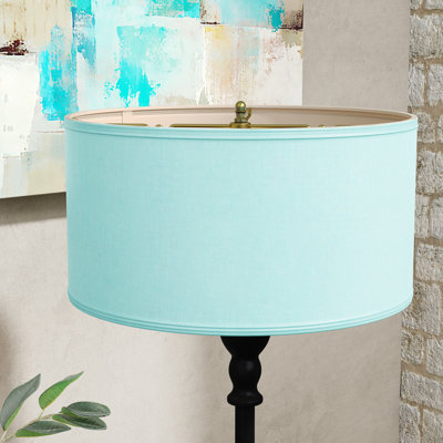 Abat-jour tambour en lin H 10 po x l 18 po (attache) de couleur bleue