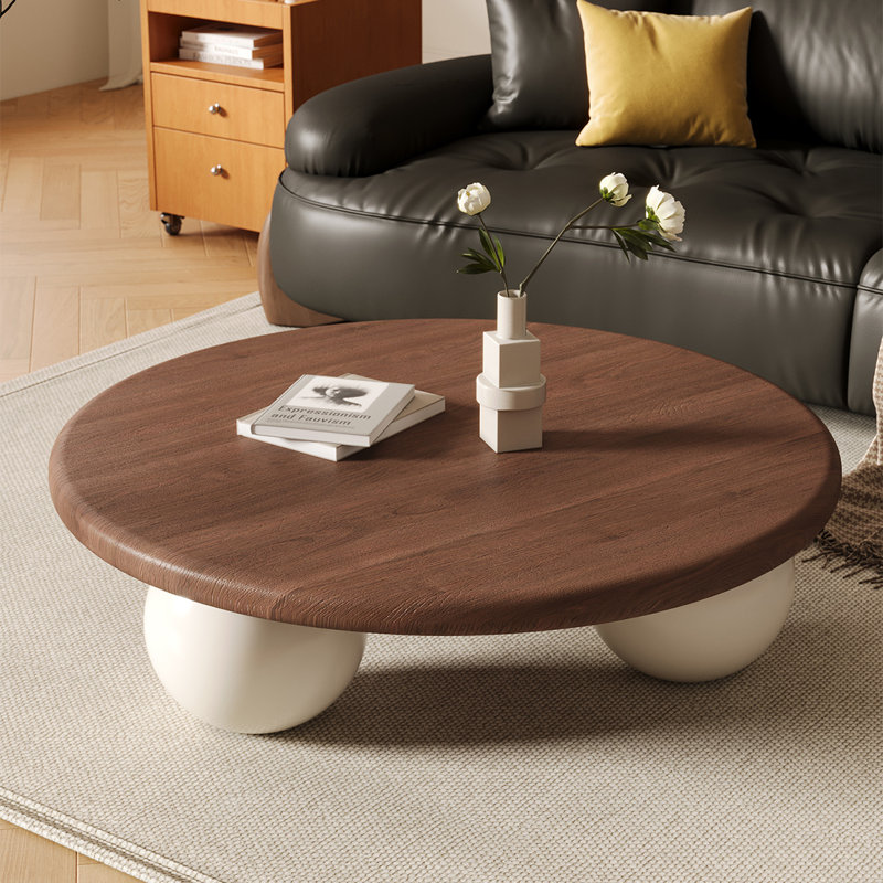 Table basse simple et luxueuse pour salon, Noyer foncé, H 13,8 po x L 35,4 po x l 35,4 po