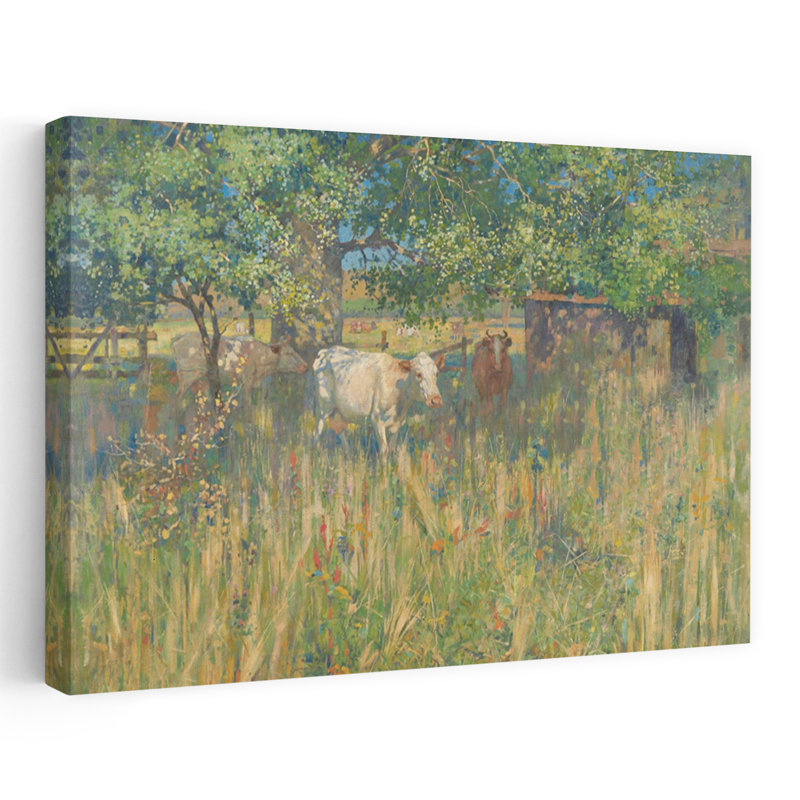 Vaches champêtre abstrait, vache, paysage naturel, art, H 40 po x l 60 po