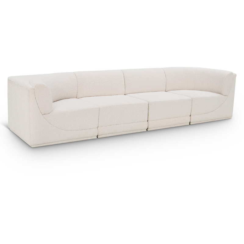 Ollie 128" Upholstered Sofa, Cream Boucle Fabric