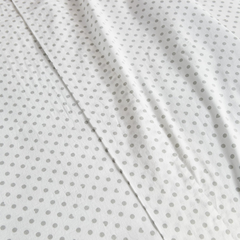 Heart 100% Cotton Machine Printed Polka Dots Sheet Set, Full