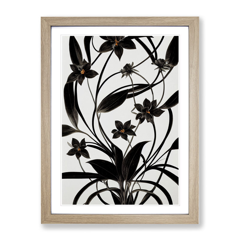 Idyllic Flowers - Single Picture Frame Painting, 64cm H x 46cm W x 2cm D, Oak