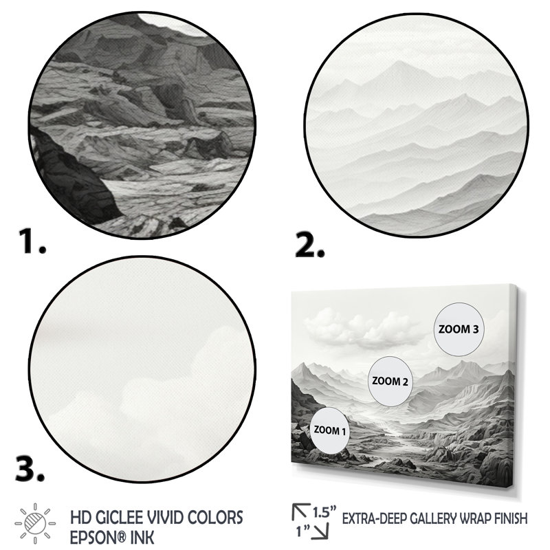 Canyon, paysage minimaliste - impression, Toile tendue, H 12 po x l 20 po x P 1 po