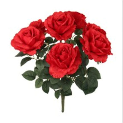 Rose Bush W/ 7 Silk Blooms 20" - 4 Pack
