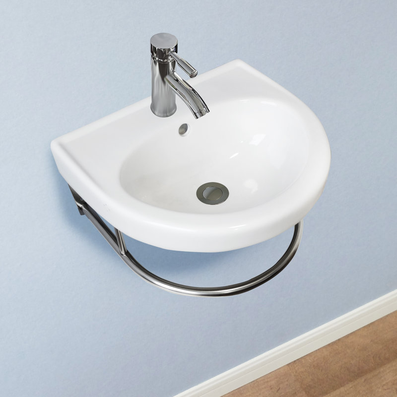 QieRao 14.3'' White Ceramic Bathroom Sink with Overflow