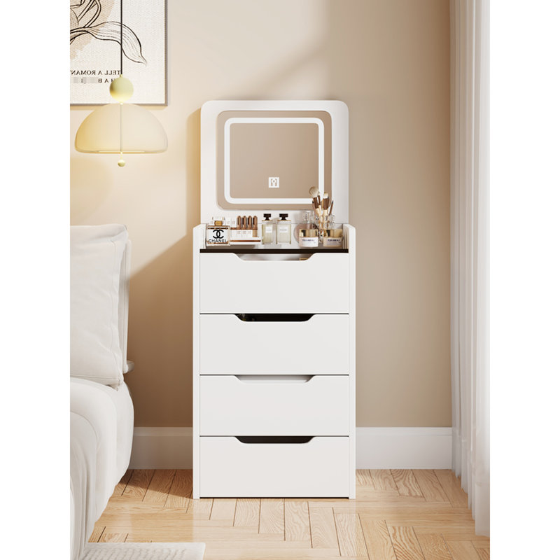 White Vanity Desk With Flip Top Mirror And Drawer Storage, Bedroom Makeup Table, Stylish Furniture Compact Visible Desktop Drawer, Furniture, Functional Beauty Station