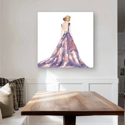 Purple Prom Dress - Illustrative Fashion Metal Print Decor