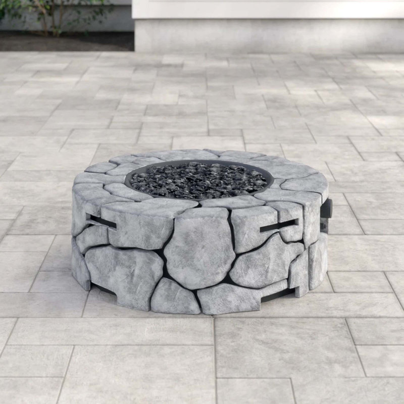 9''H x 28''W Fiber Reinforced Concrete Outdoor Fire pit