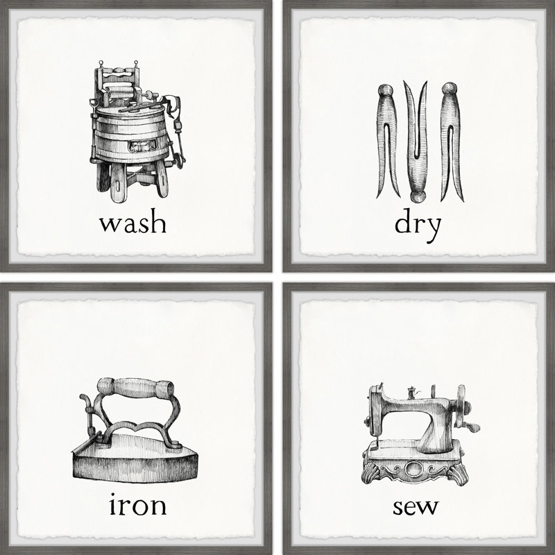 Wash Dry Iron Sew - 4 Piece Single Picture Frame Painting, 61cm H x 61cm W x 3.81cm D