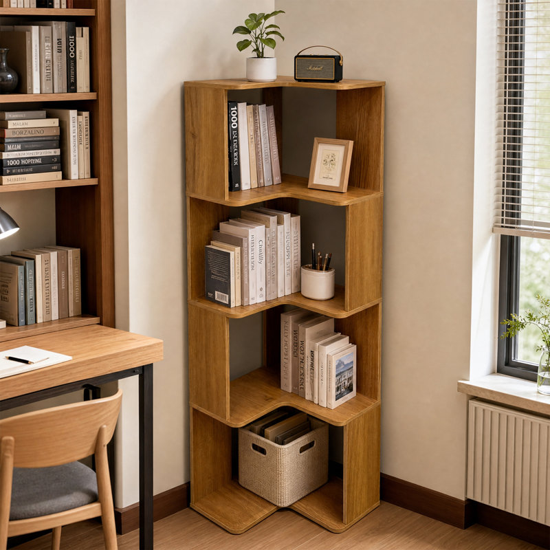 Bibliothèque d'angle modulaire avec options de tailles multiples, (4 tablettes) H 25,24 po x l 15,75 po x P 15,75 po