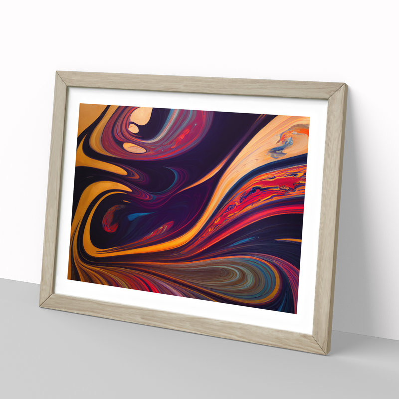 Abstract Marbling Art Vol.3 - Framed Print, 34cm H x 46cm W x 2cm D, Oak