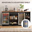 Grande armoire à café de 78,74 po avec espace réfrigérateur, mini armoire réfrigérateur avec rangement, armoire à boissons alcoolisées avec support à vin, prises de courant pour le salon et la cuisine, noir 614589E4B2CD469B81683F76FBD98708